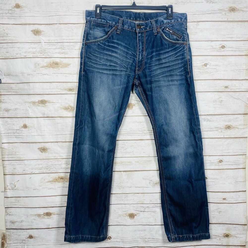 Levi's Men 514 Slim Straight Jeans Zipper Pockets Dark Wash Blue 36x32